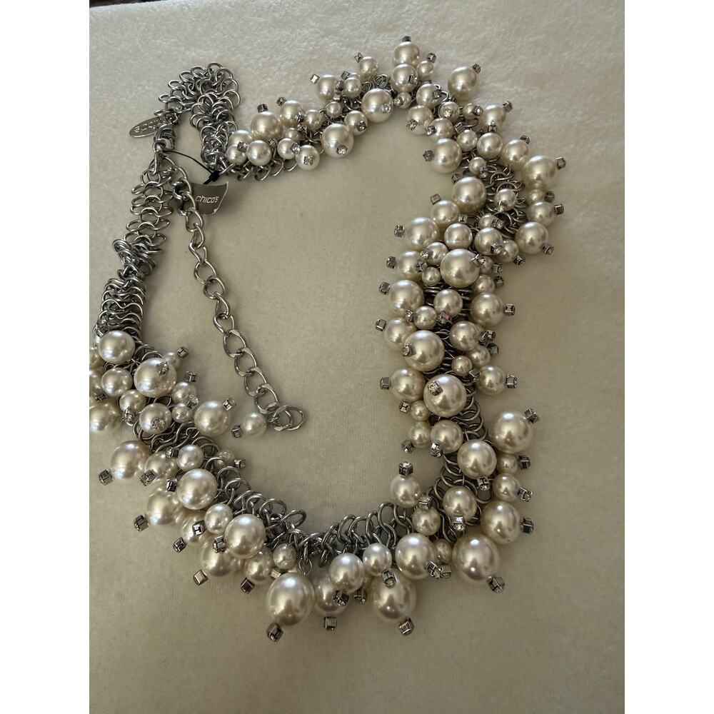 Chico’s NWT 63” Long Pearl And Rhinestone Chain Necklace